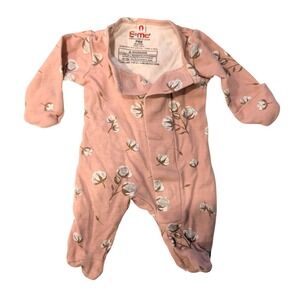 E=mc2 Easy Magnetic Me Close Preemie Footie Sleeper Pink Cotton Floral Print